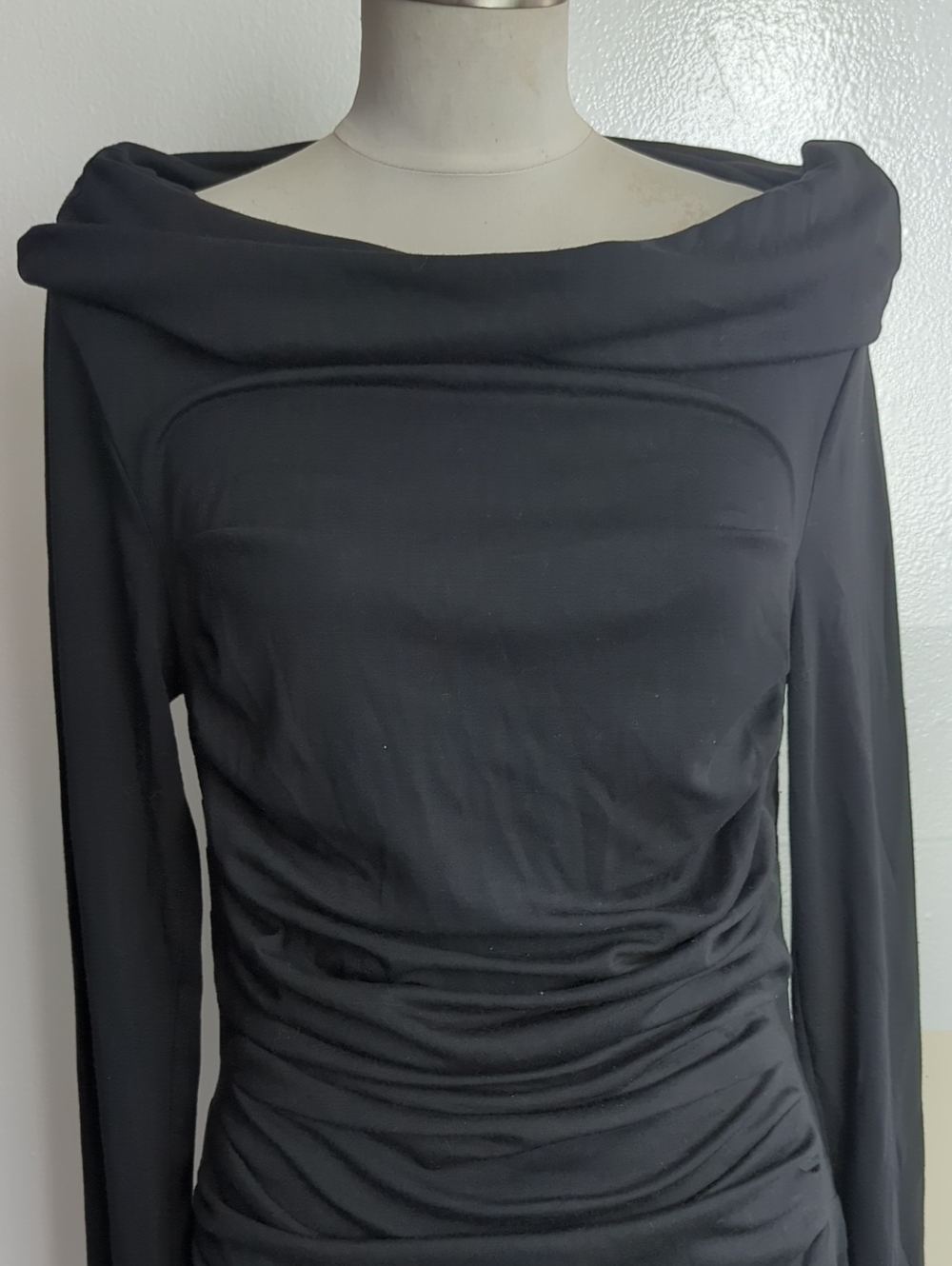 Escada Black Draped Off Shoulder Dress